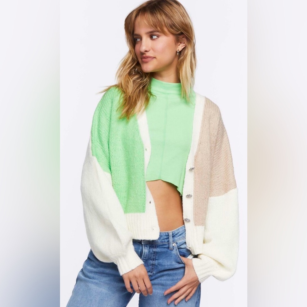 ColorBlock Sweater Cardigan